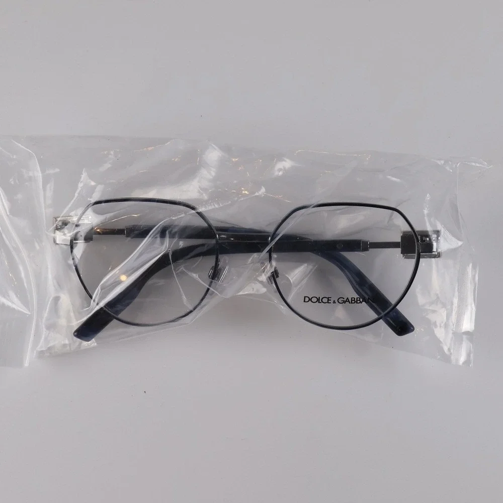 Dolce & Gabbana Eyeglasses DG1346 Geometric Black Blue Metal NWT MSRP 295